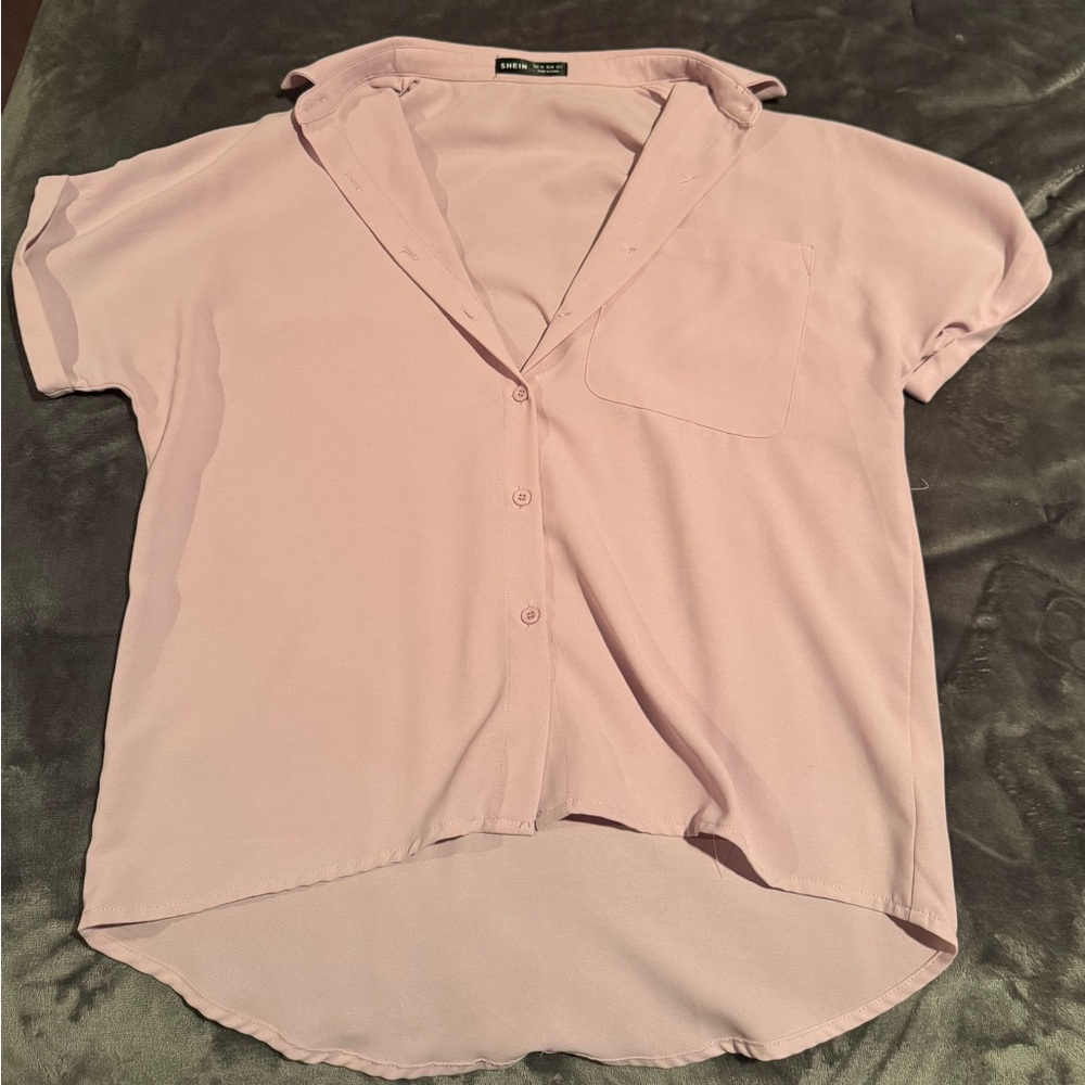 SHEIN Soft Pink Button-Down Shirt